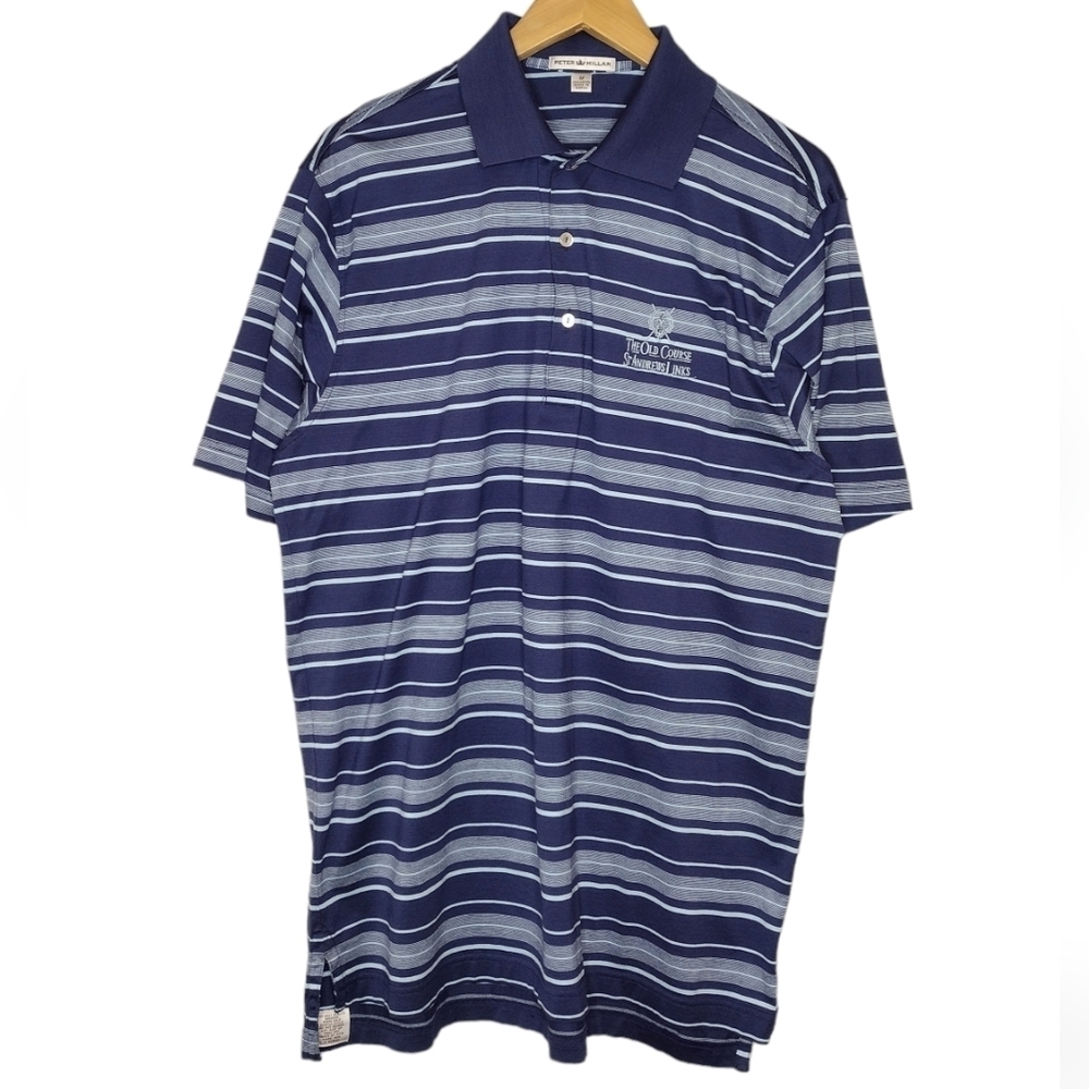 Peter Millar Men's Striped Short Sleeve Active Athletic Golf Polo Shirt